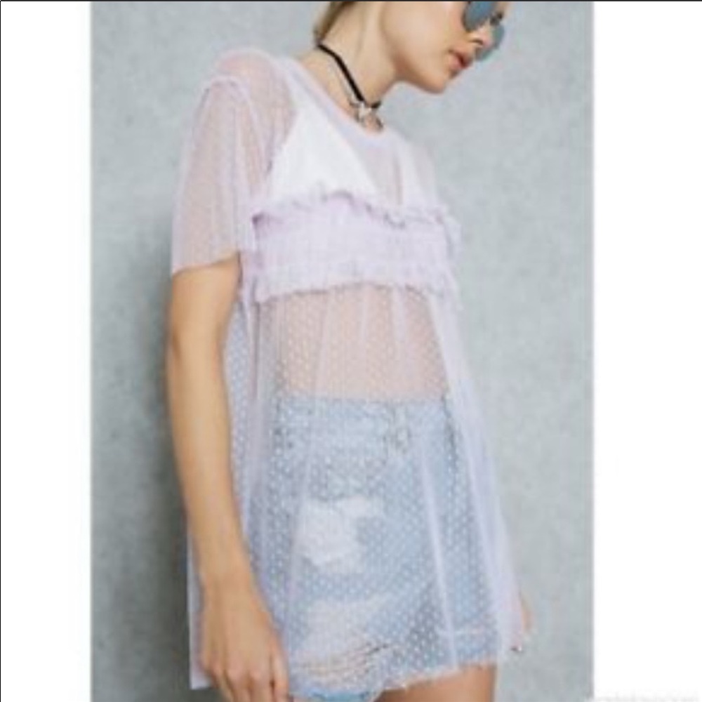 Free****TopShop sheer polka dot lace top4 💕(free with purchase over $20)